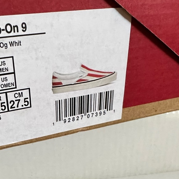 VANS OG Factory Red and Cream Striped Slip Ons Women’s Size 11 BNIB - Picture 4 of 4